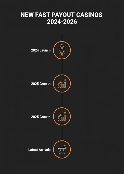 New fast payout casinos timeline across 2024 launch, 2025 growth and latest arrivals for Australian players.